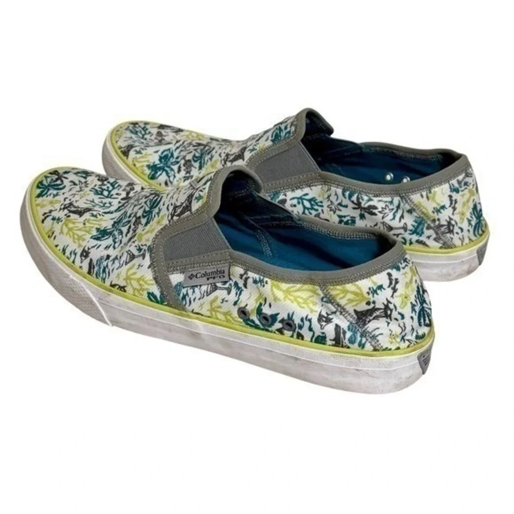 Columbia PFG Slip On Boat Shoes Tropical Fishing Coastal Boating Comfy Size 11.5